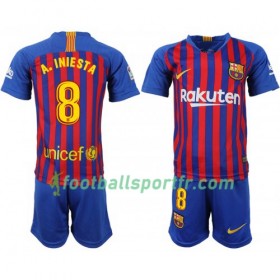Tenue Barcelone A_Iniesta 8 Enfant Domicile 2018-2019 Maillot de Foot